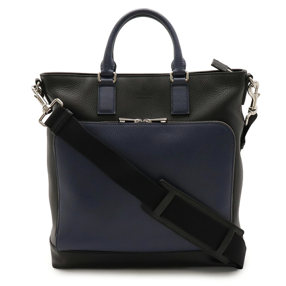 Gucci Cosmopolis Tote Bag Crossbody Bi Leather Black Navy Blue